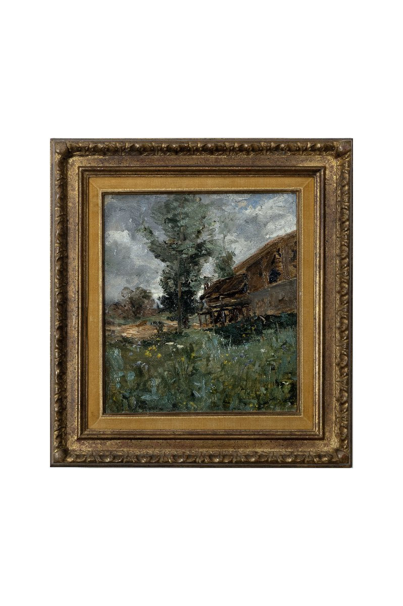 Adolphe Appian - Rural Landscape With Thatched Cottage - Oil On Canvas - Signed-photo-5