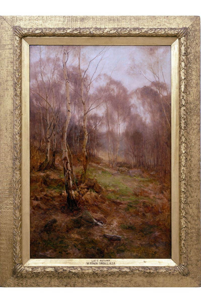 William Edwin TINDALL – Sous-bois en automne – Huile sur toile – Signée-photo-2