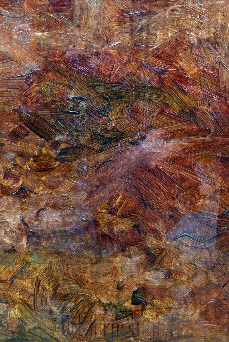 William Edwin TINDALL – Sous-bois en automne – Huile sur toile – Signée-photo-3