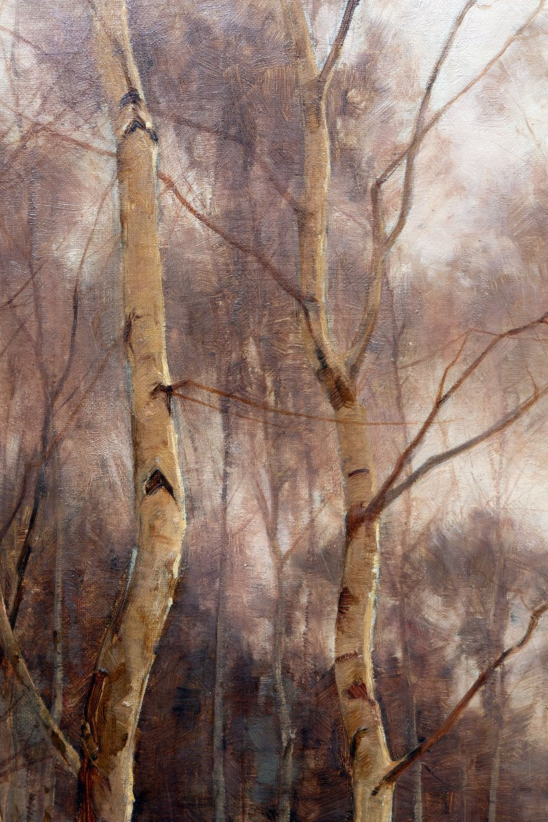 William Edwin TINDALL – Sous-bois en automne – Huile sur toile – Signée-photo-3