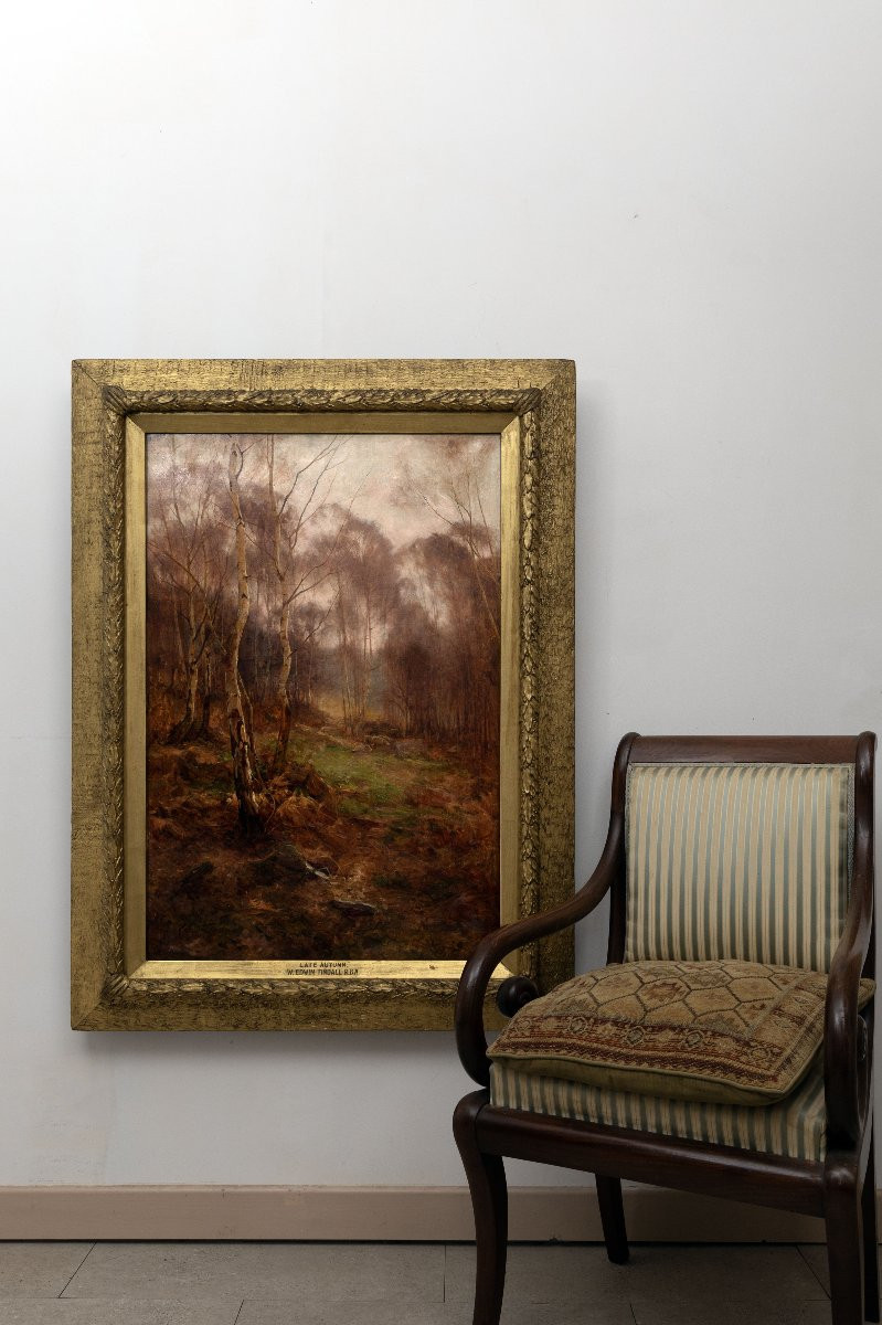 William Edwin TINDALL – Sous-bois en automne – Huile sur toile – Signée-photo-8