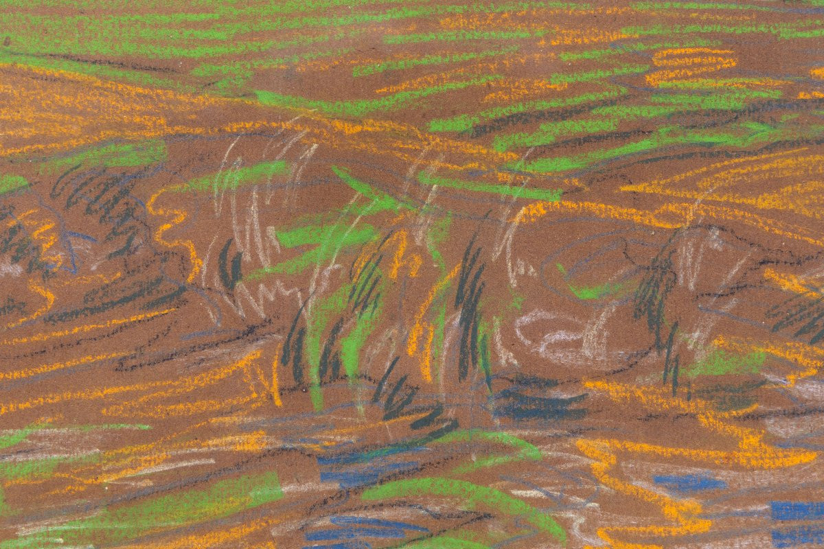 Adrien GODIEN – Le village de Sathonay – Pastel – Signé et daté-photo-2