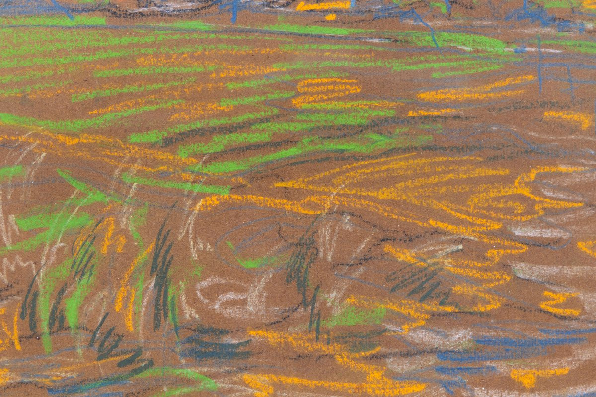 Adrien GODIEN – Le village de Sathonay – Pastel – Signé et daté-photo-4