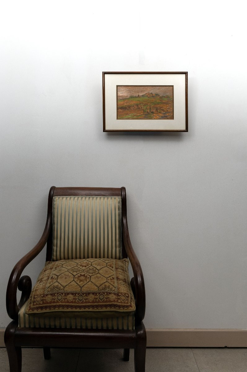 Adrien GODIEN – Le village de Sathonay – Pastel – Signé et daté-photo-6