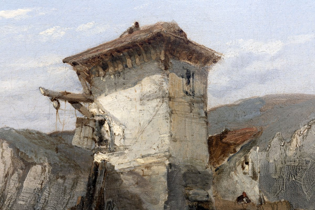 Clarkson Frederic STANFIELD – Côte animée avec barque échouée – Huile sur toile – Signée-photo-4