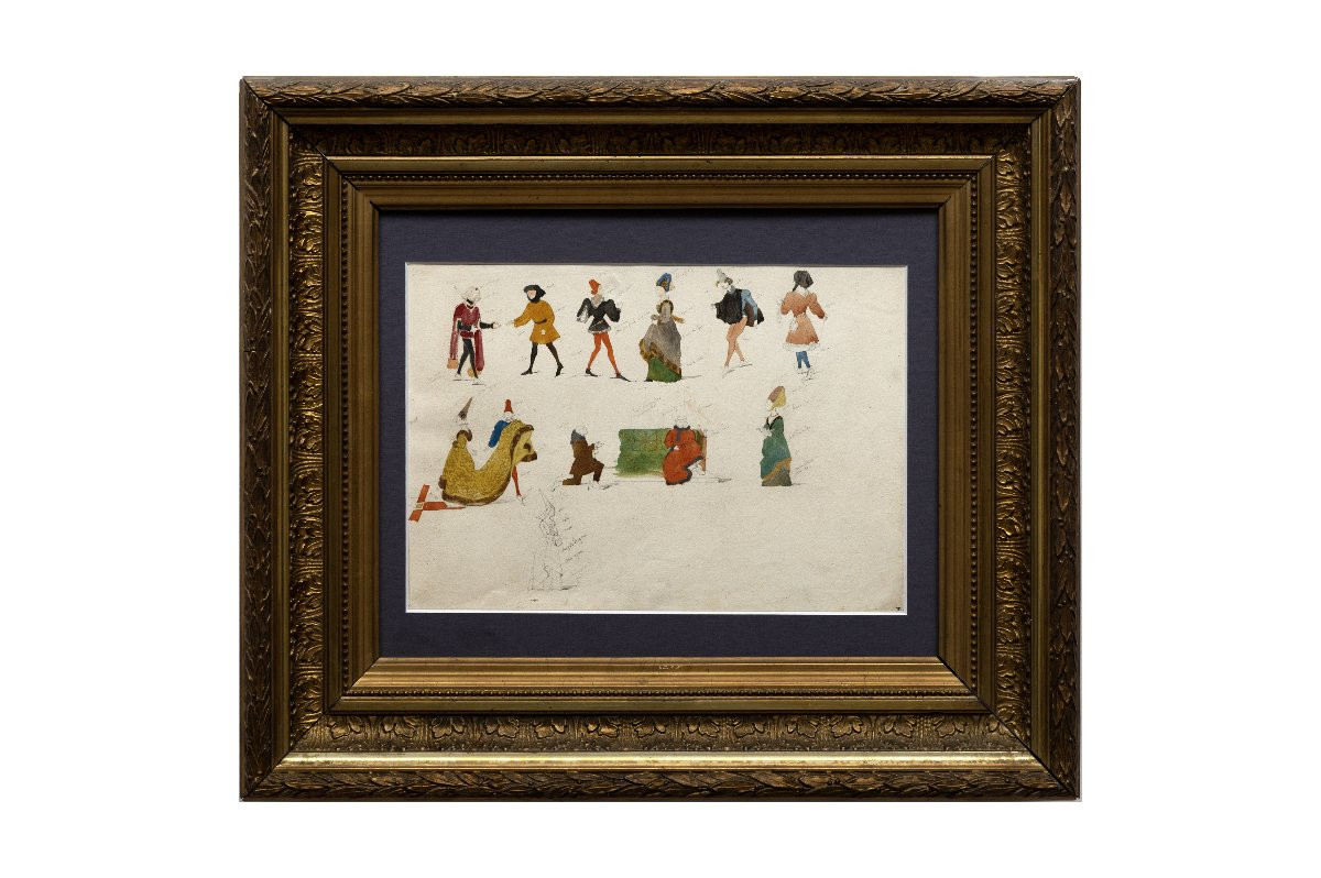 Paul Delaroche - Costume Design For Historical Theatre – Watercolor - Circa 1830-photo-6