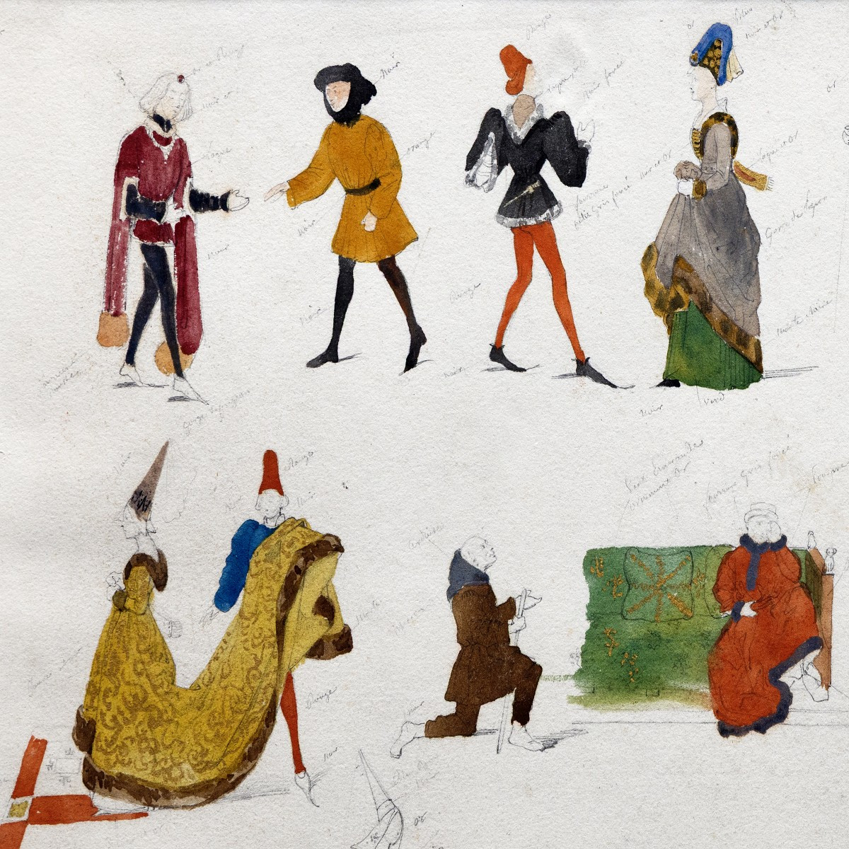 Paul Delaroche - Costume Design For Historical Theatre – Watercolor - Circa 1830