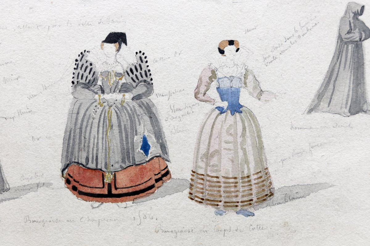 Paul Delaroche - Studies For The Costumes Of A Historical Drama – Watercolor – Circa 1830-photo-1