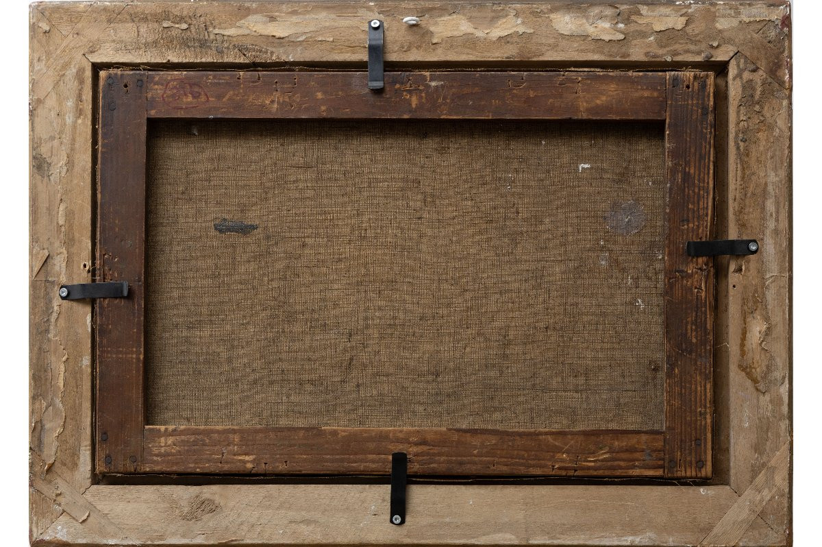 Clovis TERRAIRE – Vaches au pied de la montagne– Huile sur toile – Signée -photo-4