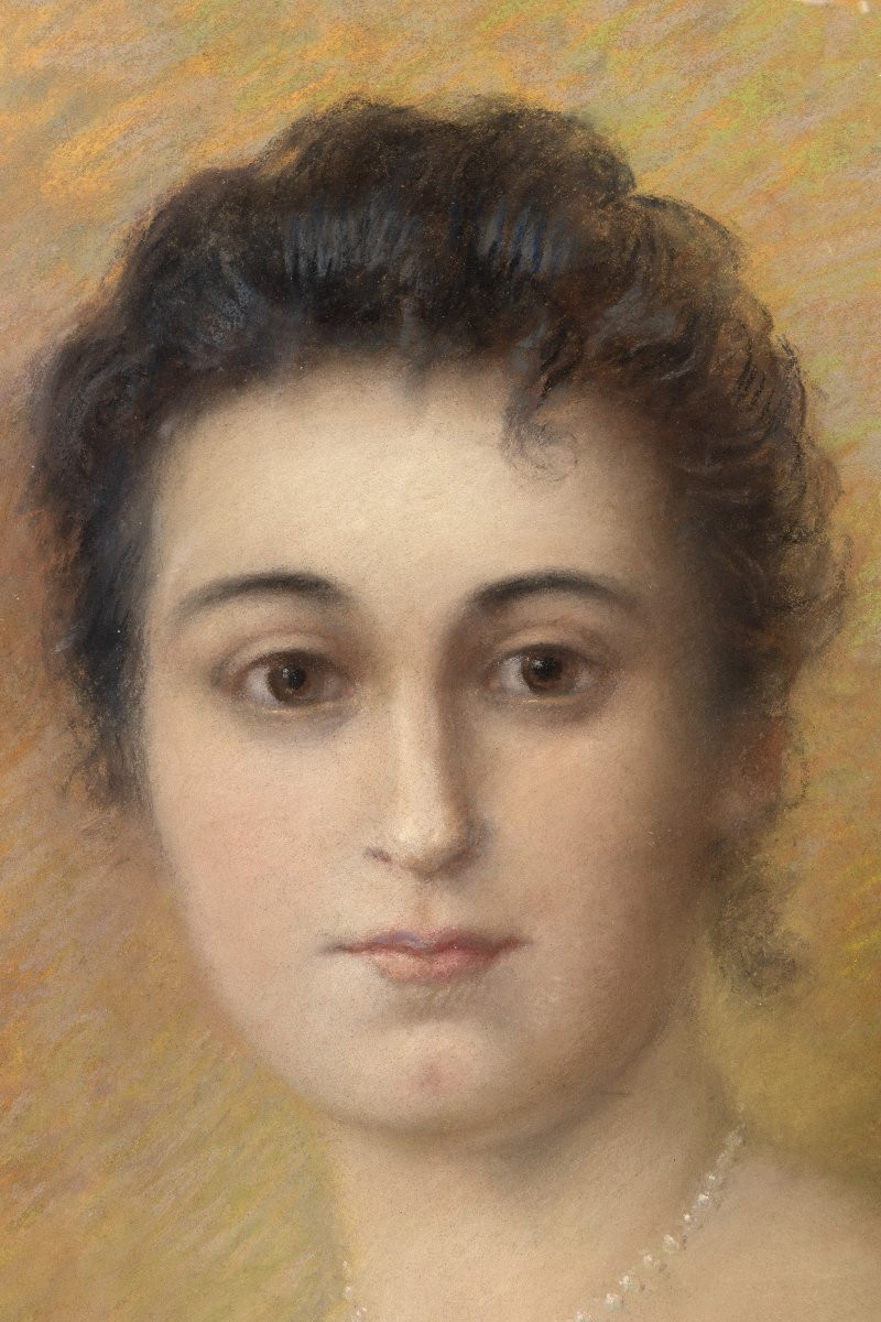 Pastel – Portrait Of A Young Woman – 19th Century – Signed-photo-1