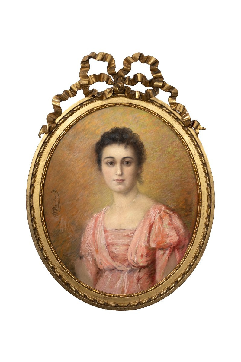 Pastel – Portrait Of A Young Woman – 19th Century – Signed-photo-5