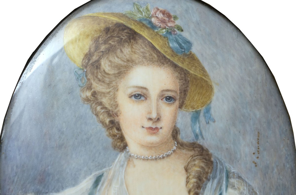 Miniature – Young Woman Returning From The Garden – Signed -photo-1