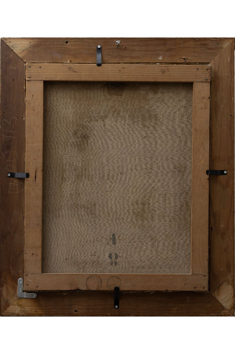 Alexandre Courtines – Portrait Of A Saint With A Halo – Oil On Canvas – Dated And Signed-photo-4