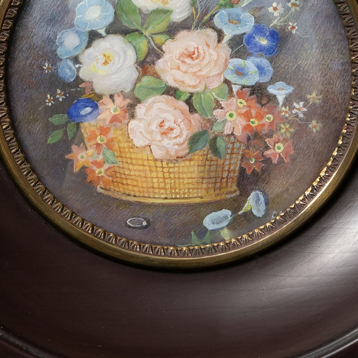 Paire de miniatures – Compositions florales – Monogrammées-photo-3