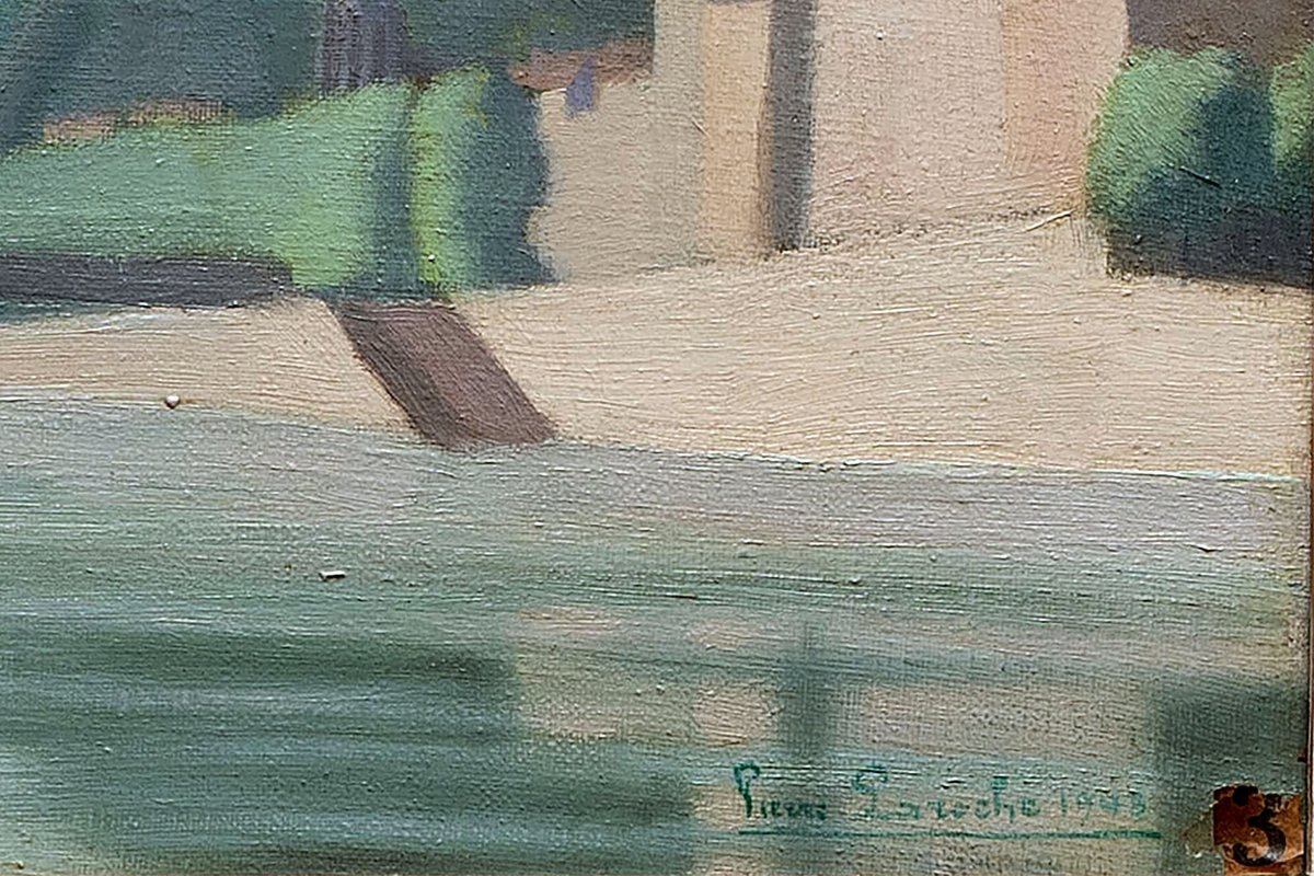 Pierre LAROCHE - La Saône à Lyon - Huile sur toile - Signée et datée-photo-3