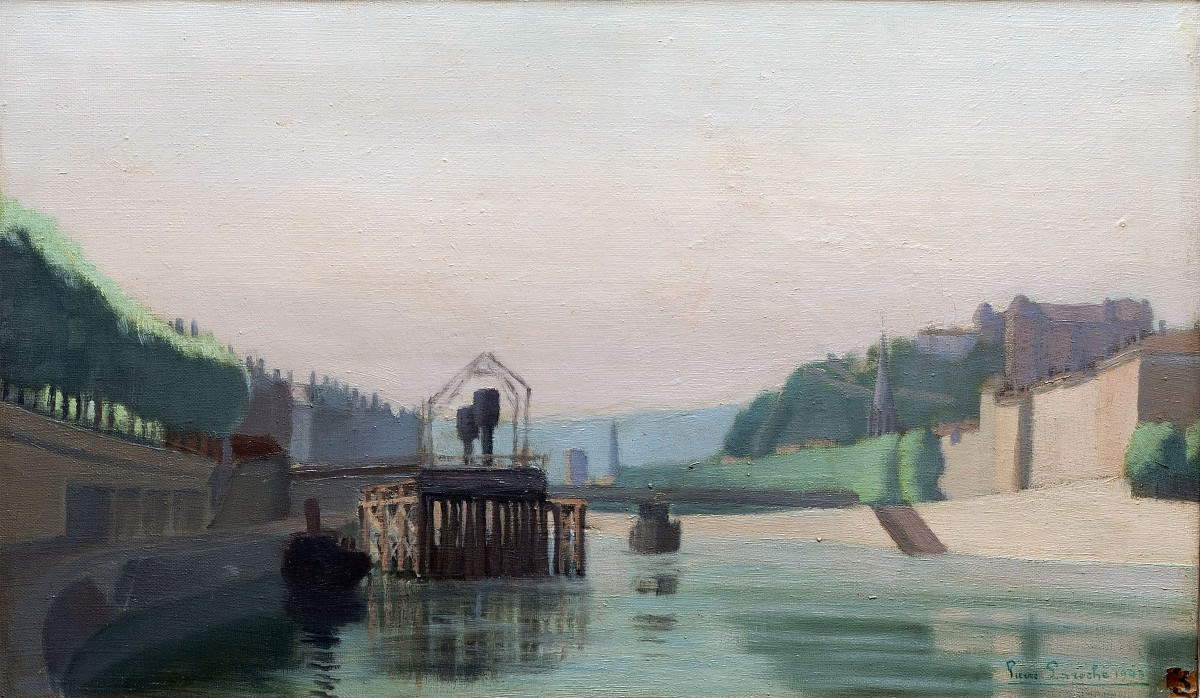 Pierre LAROCHE - La Saône à Lyon - Huile sur toile - Signée et datée