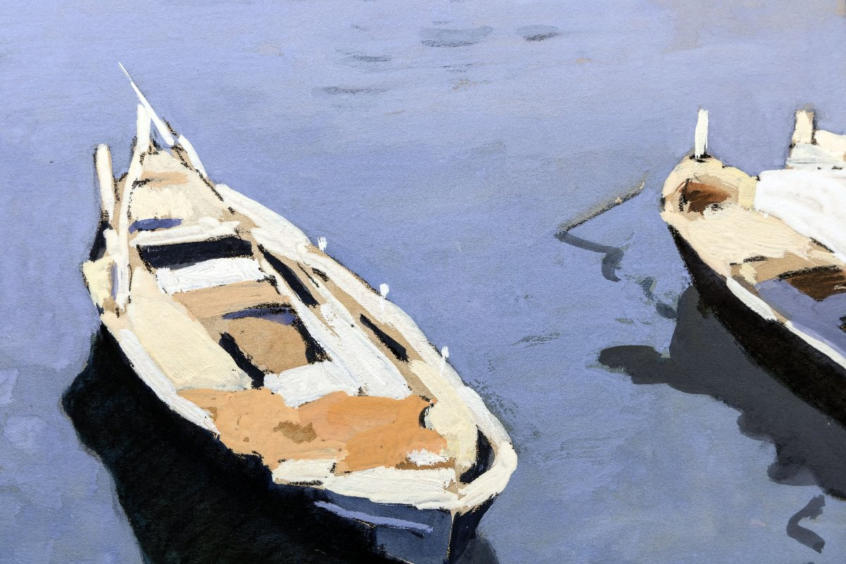 François Frenay - Boats In The Port – Gouache - Signed -photo-1