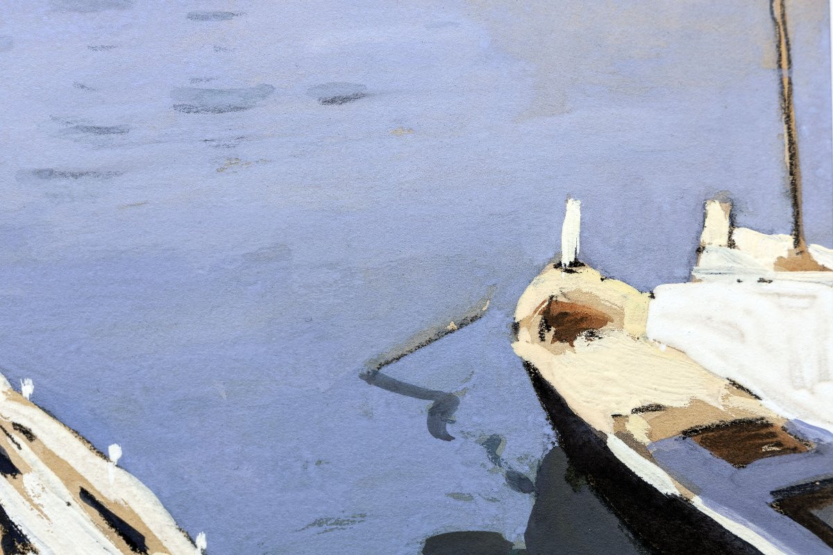 François Frenay - Boats In The Port – Gouache - Signed -photo-3