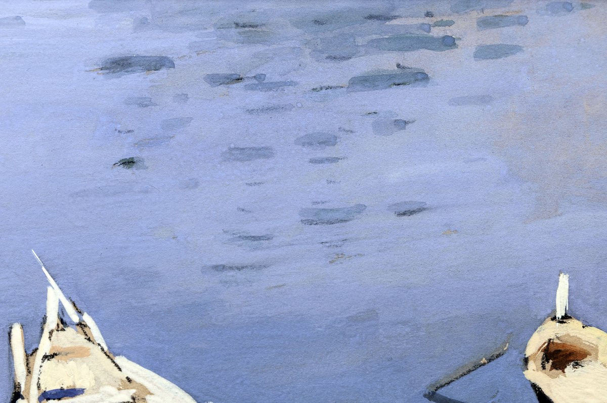 François Frenay - Boats In The Port – Gouache - Signed -photo-4