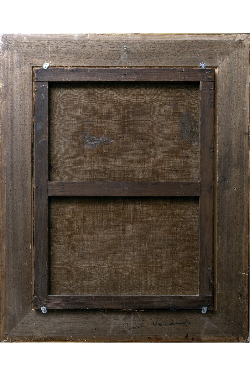 Eugène Henri CAUCHOIS – Bouquet d’asters sur table de jardin -  Huile sur toile – Signée -photo-4