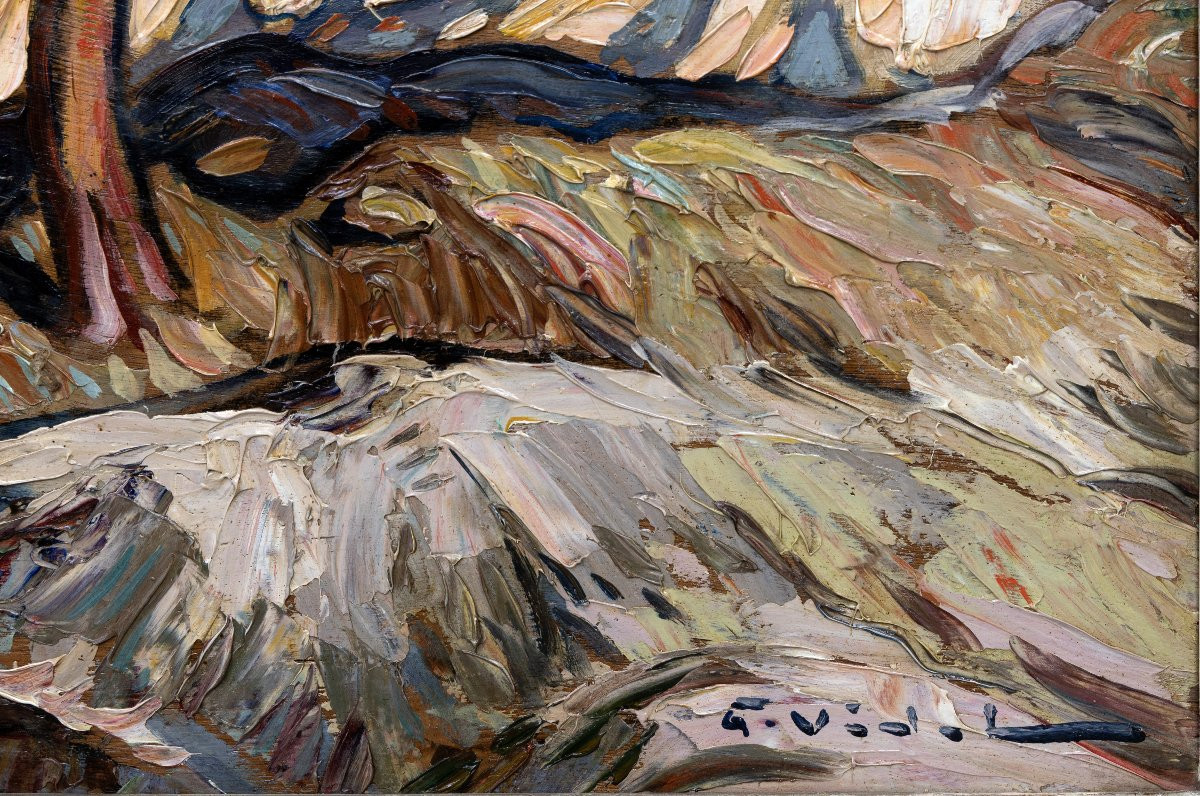 Gustave VIDAL - Marine provençale - Huile sur panneau - Signée-photo-3