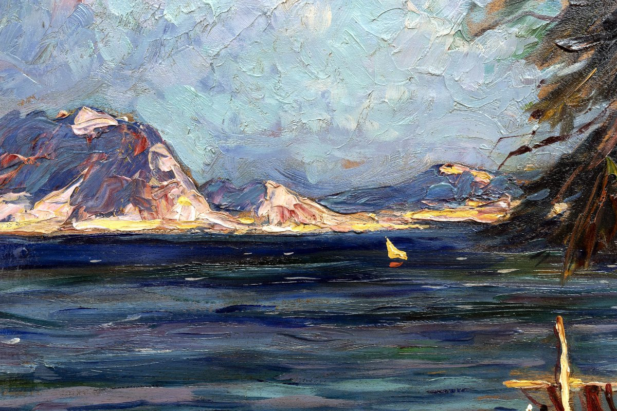 Gustave VIDAL - Marine provençale - Huile sur panneau - Signée-photo-1