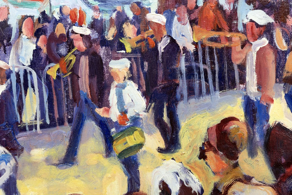 Gérard FAGARD – Jour de fête à Sanary -  Huile sur toile – Signée -photo-2