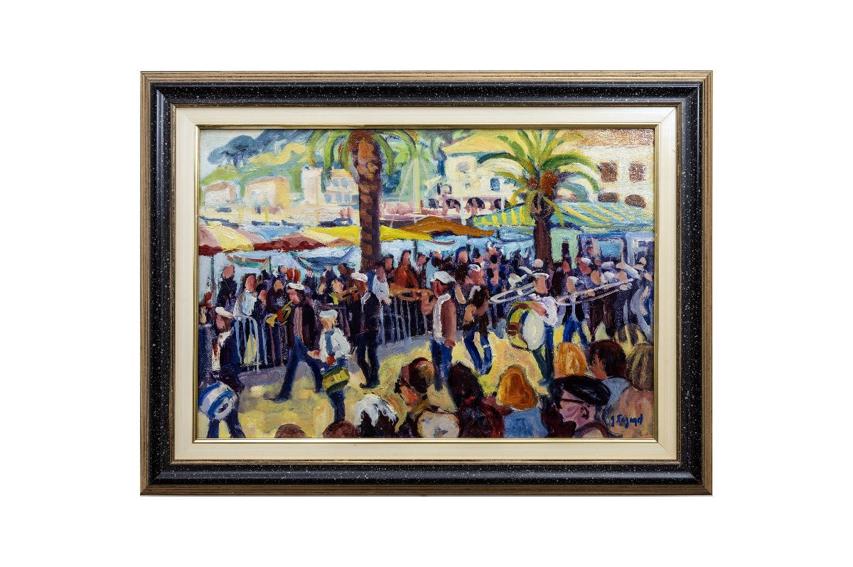 Gérard FAGARD – Jour de fête à Sanary -  Huile sur toile – Signée -photo-5
