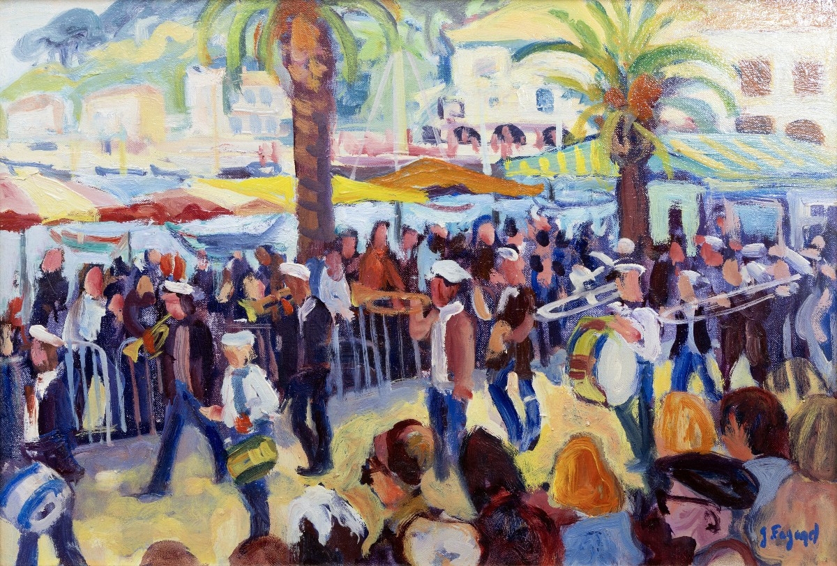 Gérard FAGARD – Jour de fête à Sanary -  Huile sur toile – Signée 