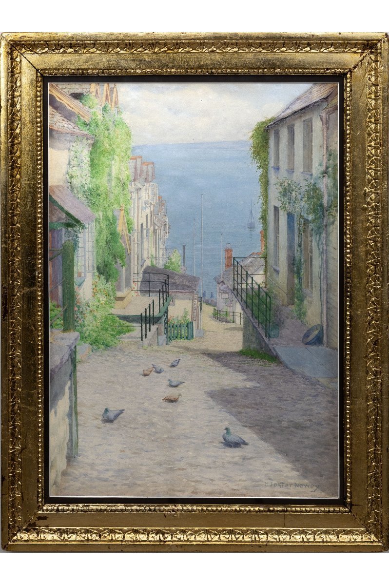 Harry Foster NEWEY – Clovelly Down-a-Long – Aquarelle et crayon – Signée-photo-2