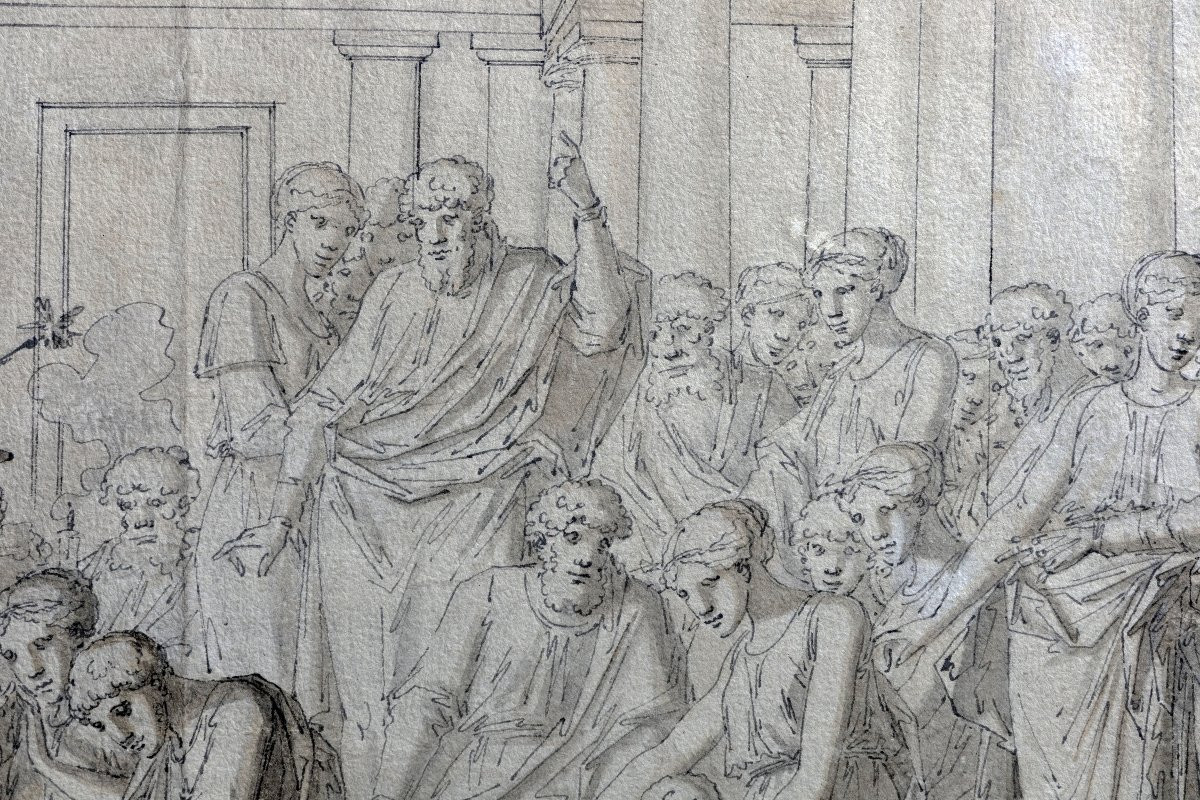 Philibert Benoît DELARUE – Scène à l’Antique – Dessin au lavis – XVIIIe-photo-1