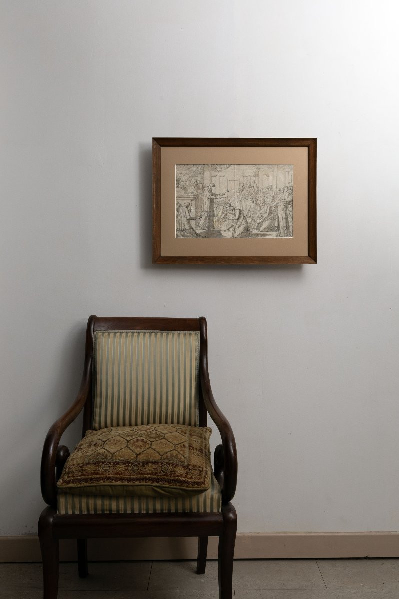 Philibert Benoît DELARUE – Scène à l’Antique – Dessin au lavis – XVIIIe-photo-5