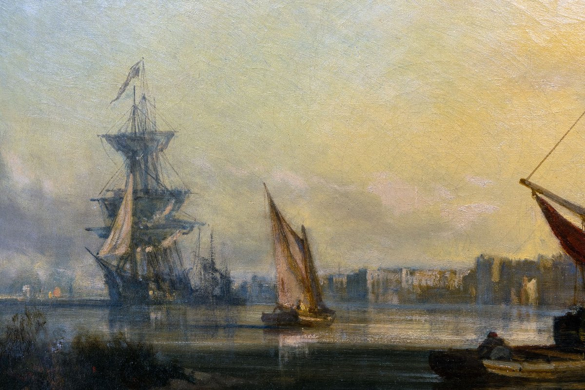 Richard Faxon – Le Déchargement Du Navire - Huile Sur Toile - Signée-photo-1