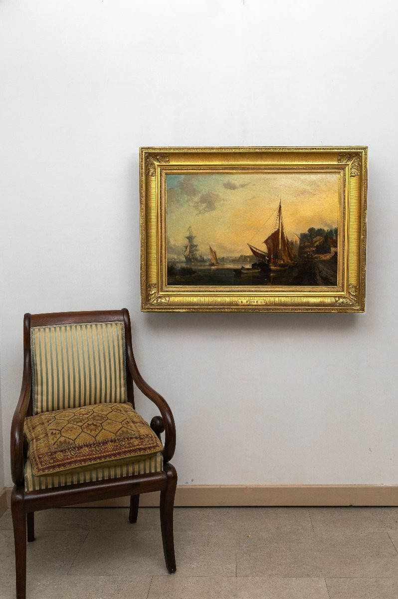 Richard Faxon – Le Déchargement Du Navire - Huile Sur Toile - Signée-photo-6