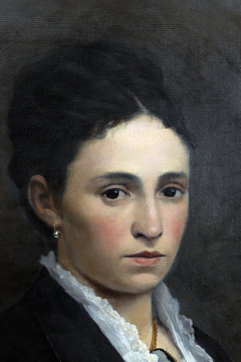 José FRAPPA – Portrait de femme – Huile sur toile – Signée et datée 1879-photo-2