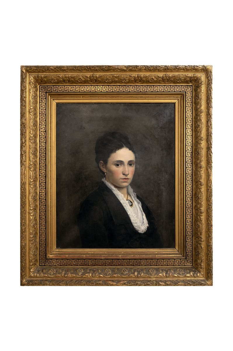 José FRAPPA – Portrait de femme – Huile sur toile – Signée et datée 1879-photo-6