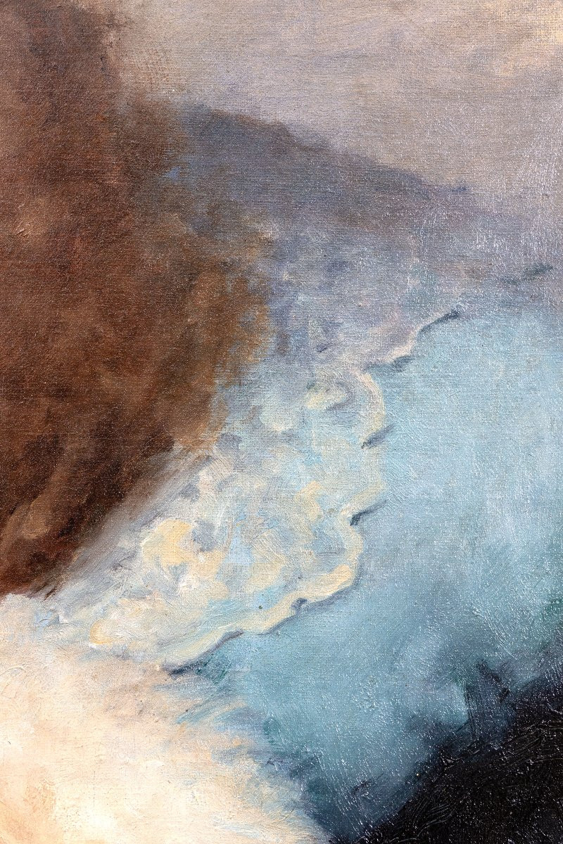 A. CONSTANTIN – Portrait de femme au boa de plumes – Huile sur toile – Signée - Fin XIXe-photo-5