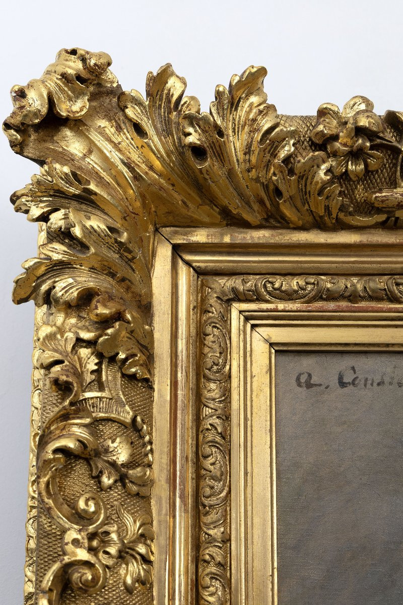 A. CONSTANTIN – Portrait de femme au boa de plumes – Huile sur toile – Signée - Fin XIXe-photo-6