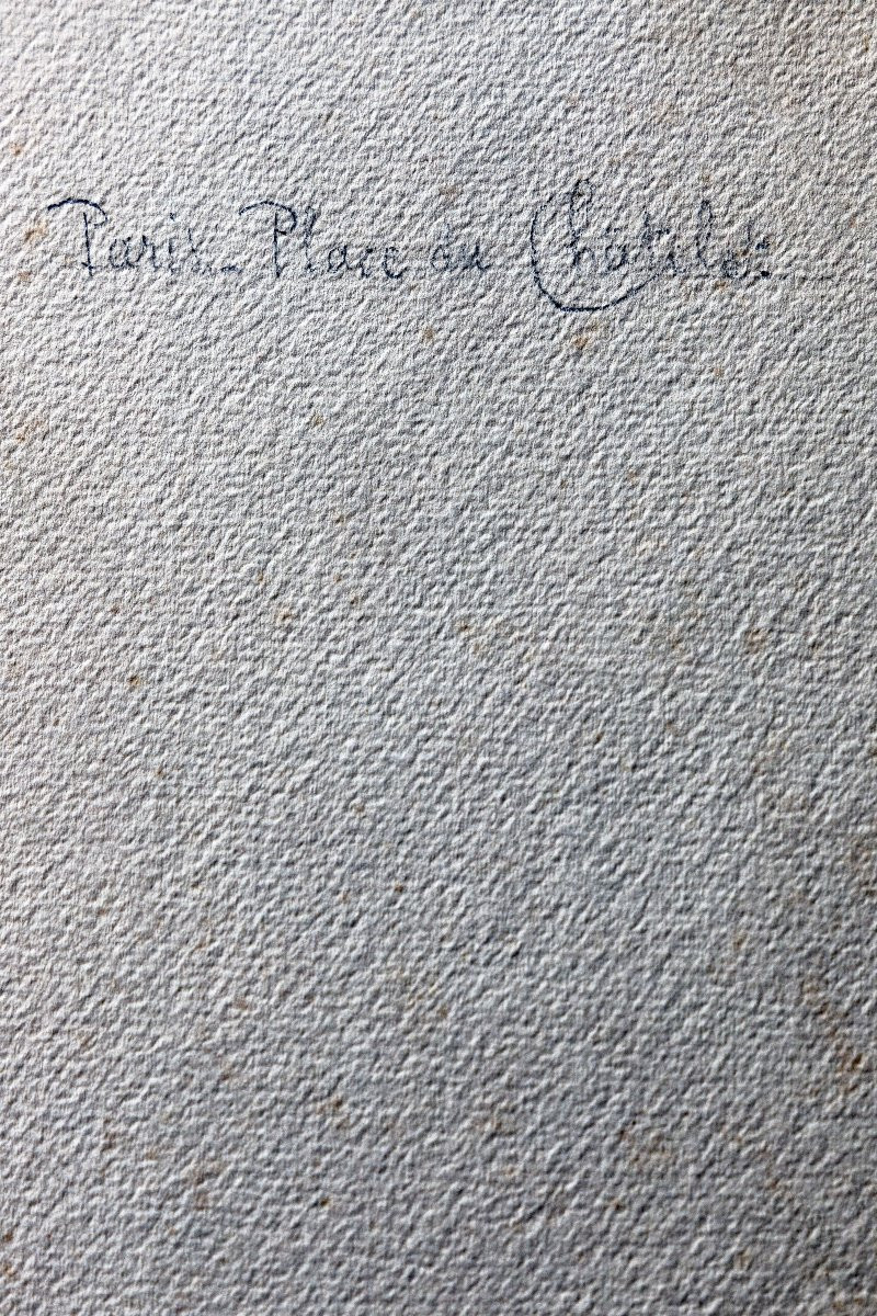 Ernest Berthier - Place Du Châtelet, Paris - Watercolor - Signed-photo-5