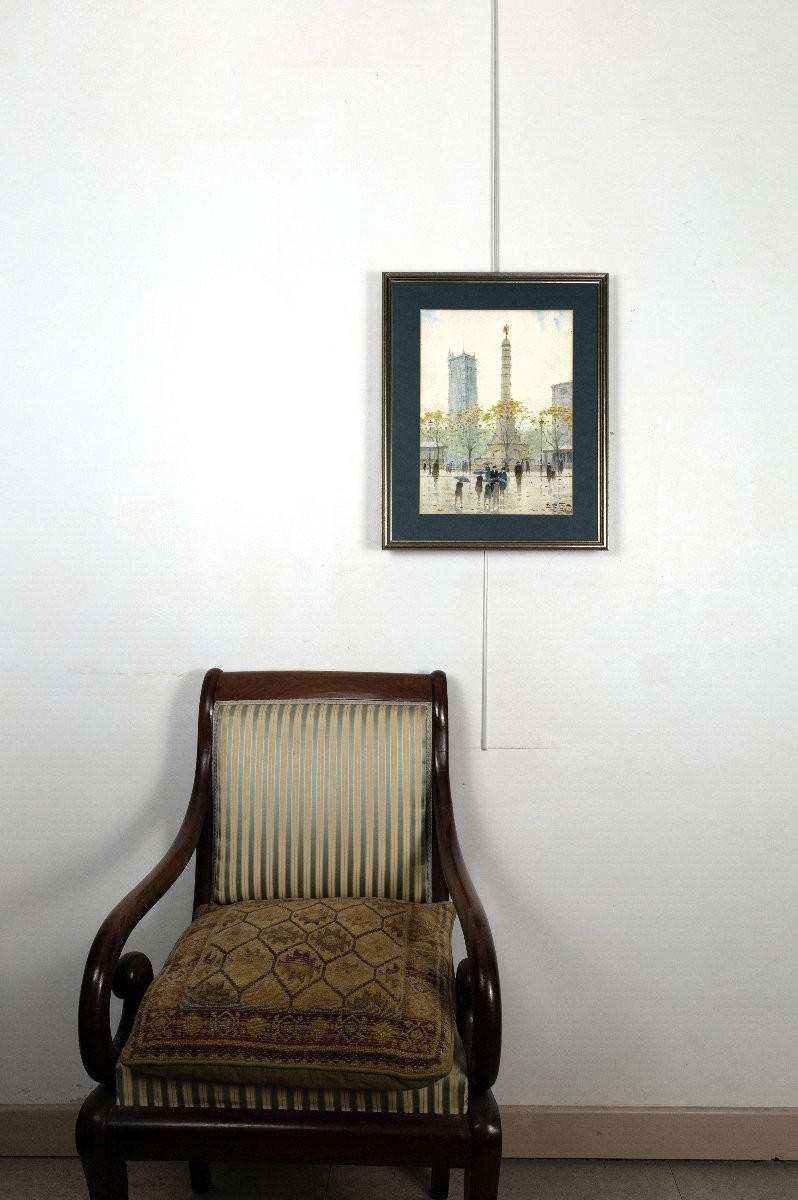Ernest Berthier - Place Du Châtelet, Paris - Watercolor - Signed-photo-7