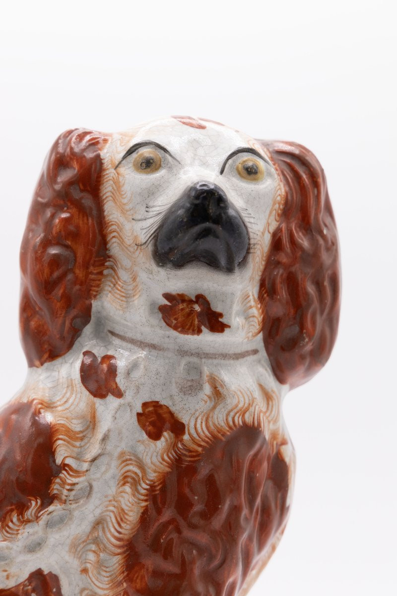 Paire de chiens en céramique Staffordshire,  Angleterre, XIXe-photo-4