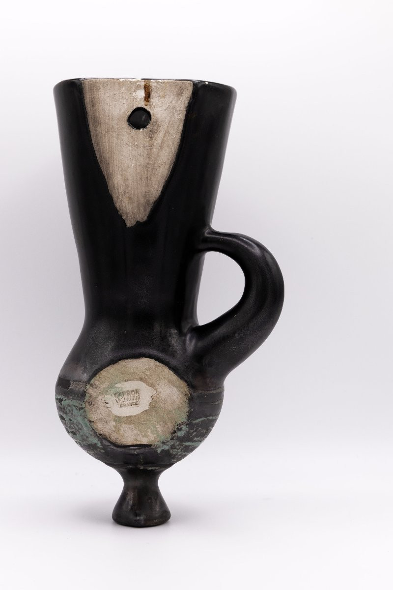 Roger Capron - Glazed Ceramic Wall Bouquetière, 27 Cm - About 1950-60-photo-4