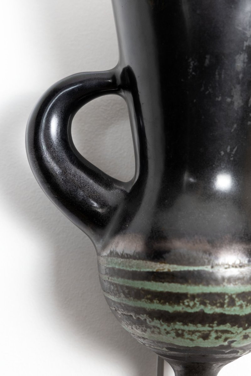 Roger Capron - Glazed Ceramic Wall Bouquetière, 27 Cm - About 1950-60-photo-2