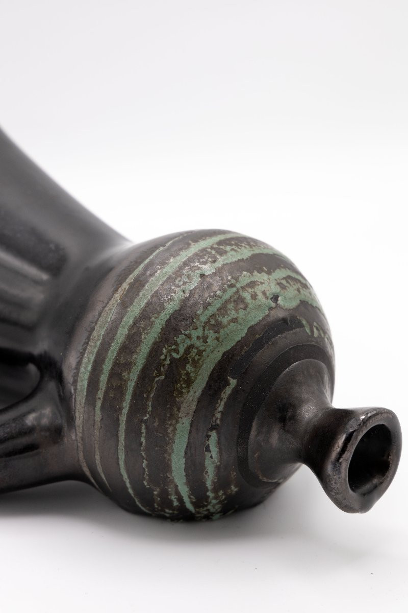 Roger Capron - Glazed Ceramic Wall Bouquetière, 27 Cm - About 1950-60-photo-4