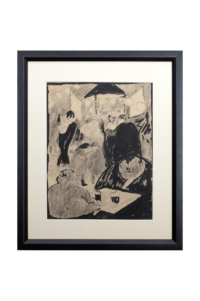 André DUNOYER DE SEGONZAC – Scène de bal populaire – Dessin à l’encre – Monogrammé – Vers 1930-photo-5