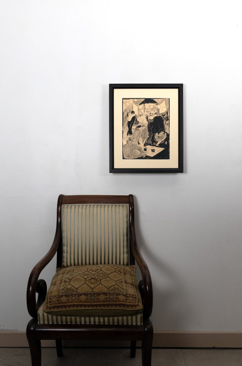 André DUNOYER DE SEGONZAC – Scène de bal populaire – Dessin à l’encre – Monogrammé – Vers 1930-photo-6