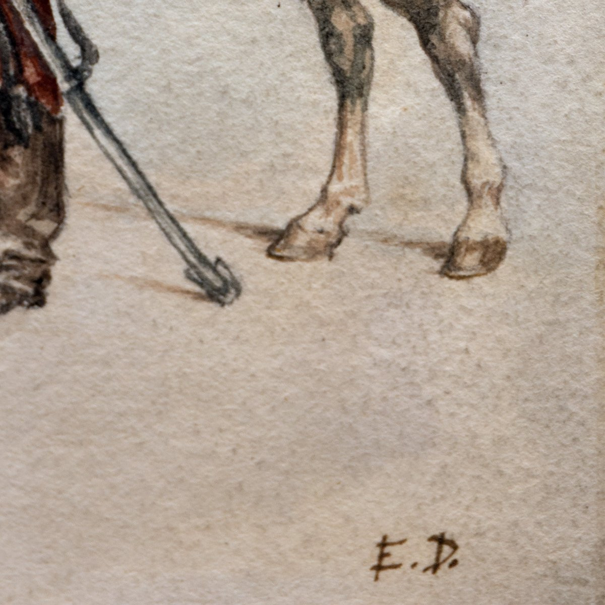 Edouard Detaille - Cavalier Du Second Hussard - Watercolor - Monogrammed - About 1890-photo-3