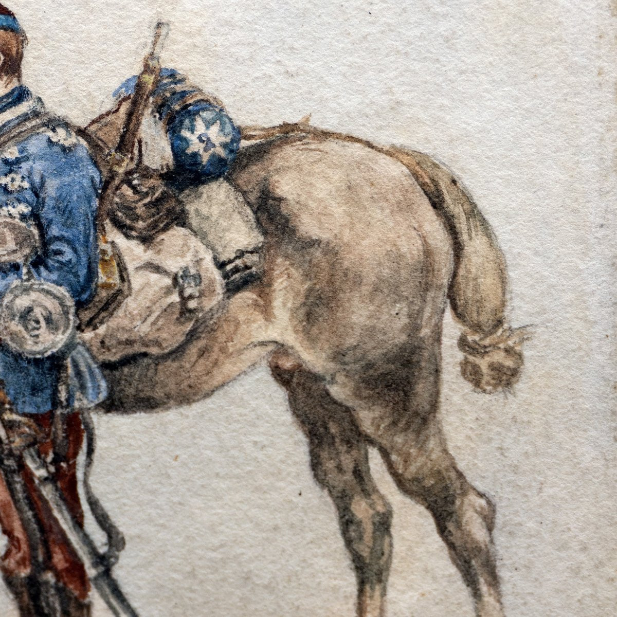 Edouard Detaille - Cavalier Du Second Hussard - Watercolor - Monogrammed - About 1890-photo-3