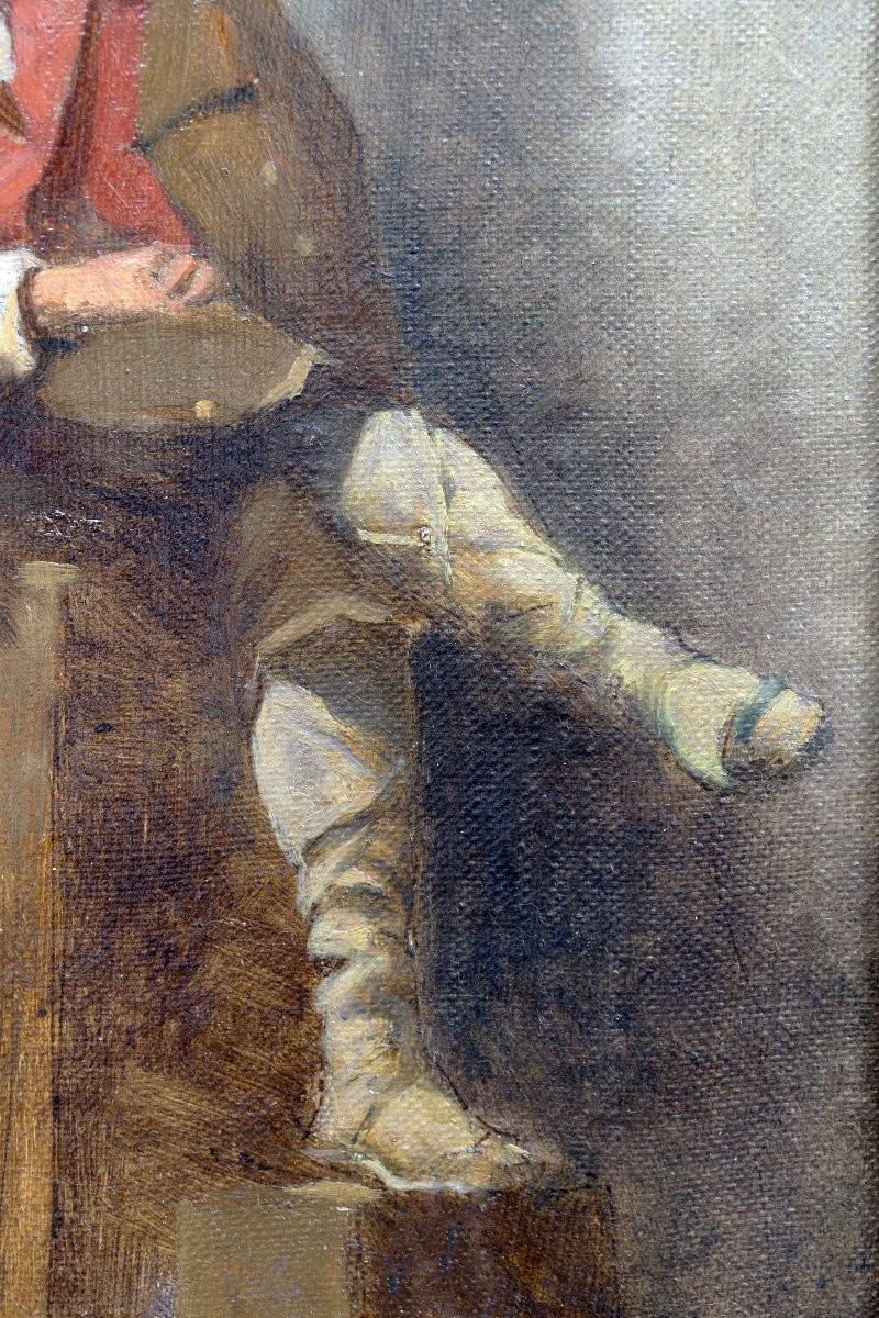 Paire d’études de paysans italiens en costumes traditionnels – Huiles sur toile – XIXe-photo-4