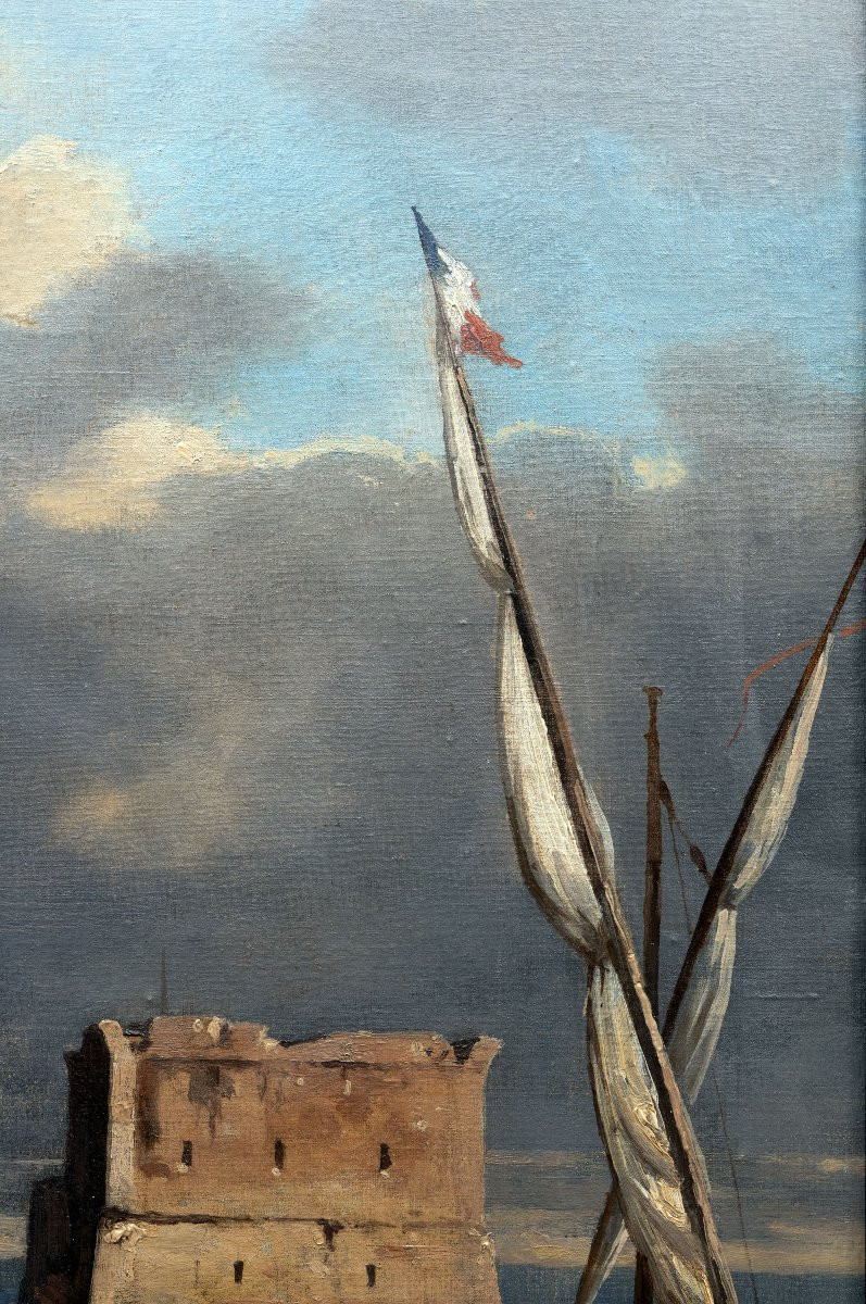 Antoine Claude PONTHUS-CINIER – Vue du port de Naples – Huile sur toile – Monogrammée - XIXe s.-photo-5